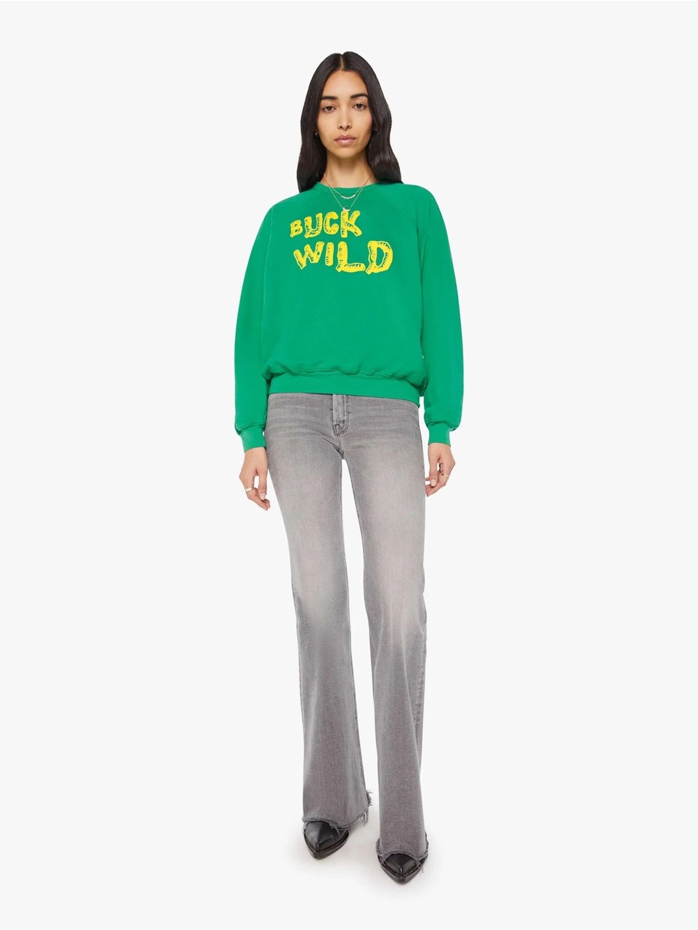 NWT MOTHER The Biggie Concert Buck Wild Green Sweater Small